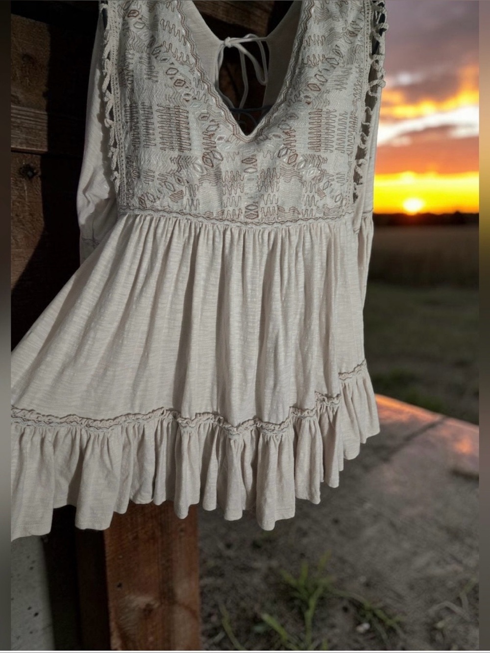 FREE PEOPLE Much Love Embroidered Tunic Dress Boho Mini Size M - Picture 7 of 10